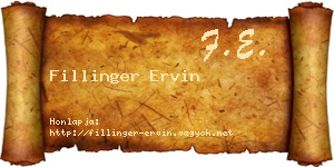 Fillinger Ervin névjegykártya