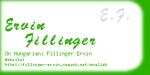 ervin fillinger business card